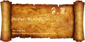 Hofer Miklós névjegykártya